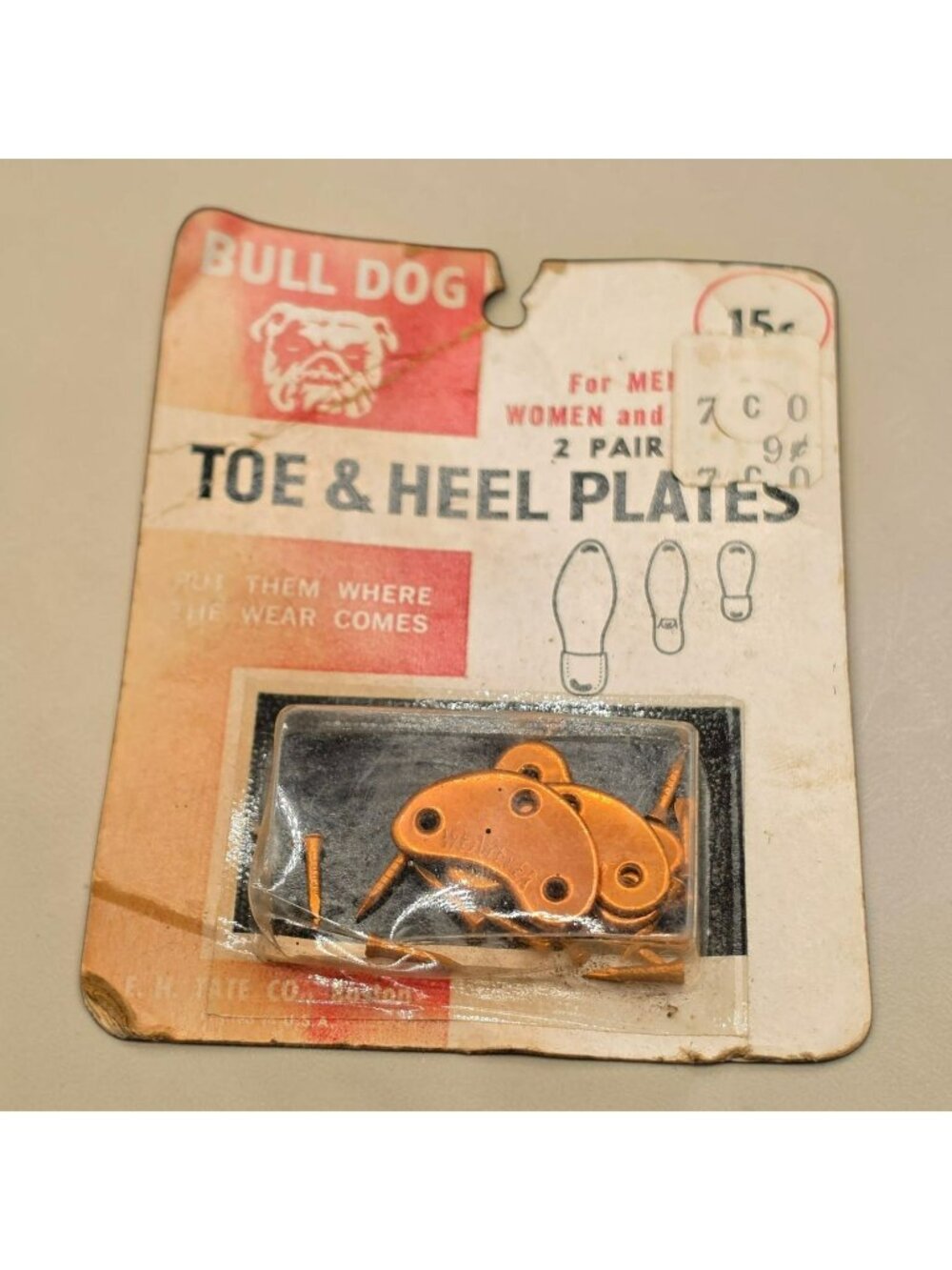 Bull Dog Toe & Heel Plates For Men & Women 2 Pairs Vintage E.H. Tate Co. Boston